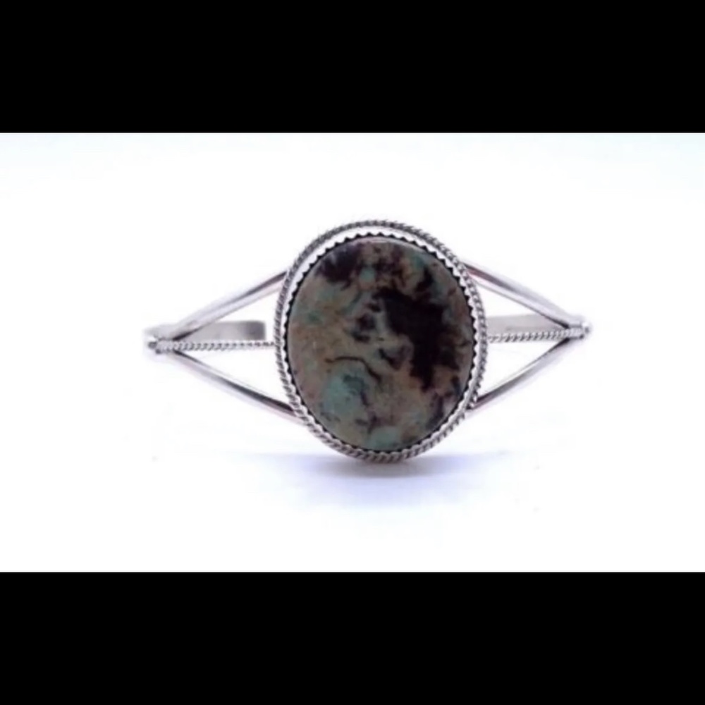 Dry Creek Turquoise and Sterling Silver Cuff Bracelet by Phillip Yazzi